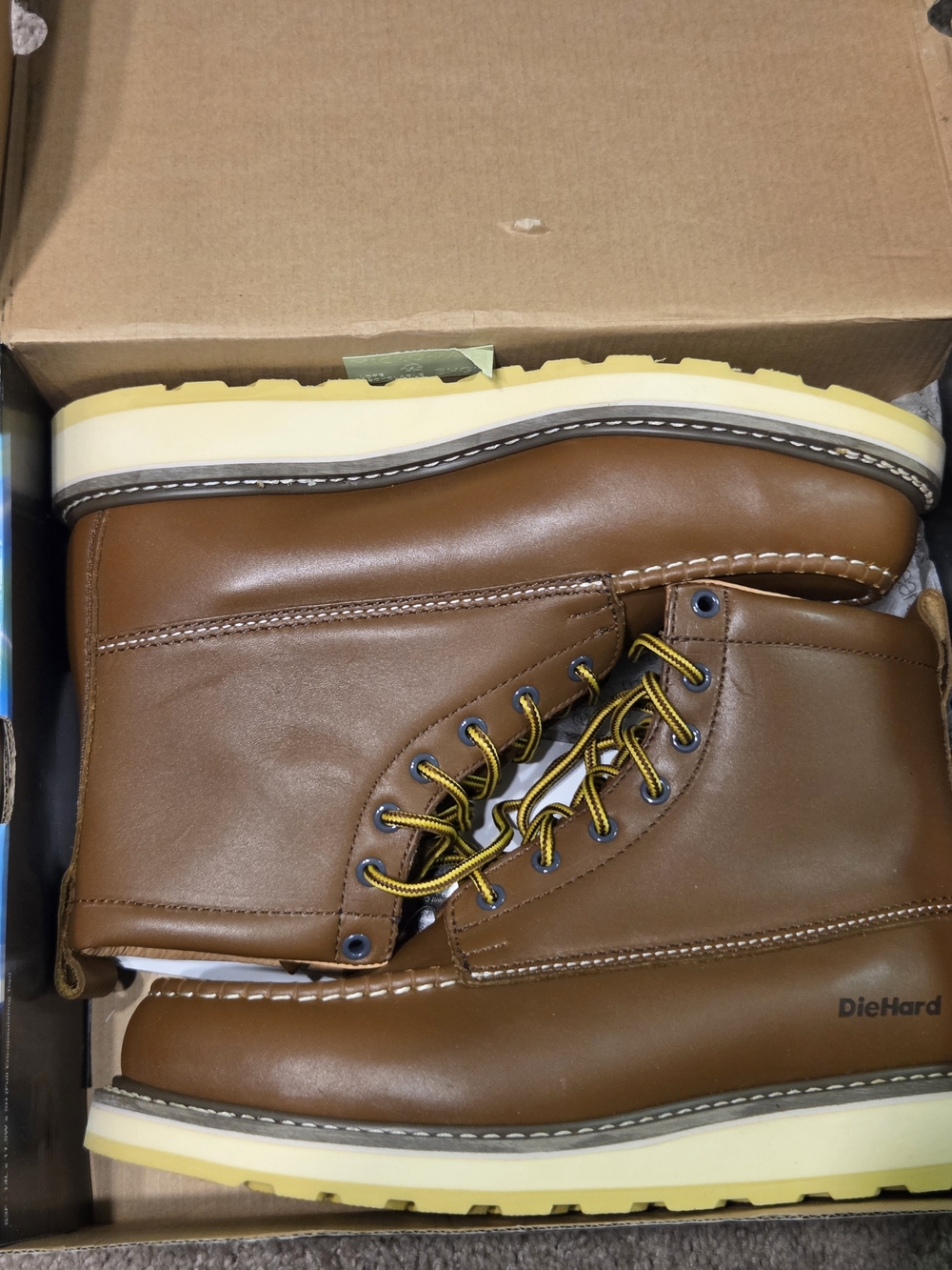 DieHard Men's Tan Work Boots with Cream Outsole